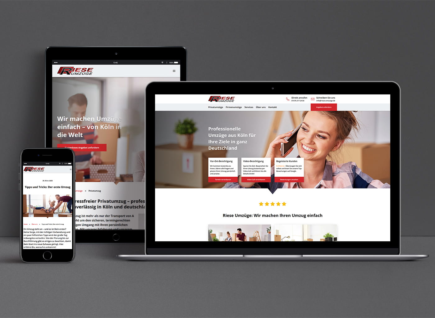 Marketingstart f&uuml;r Riese Umz&uuml;ge - Showcase mobil